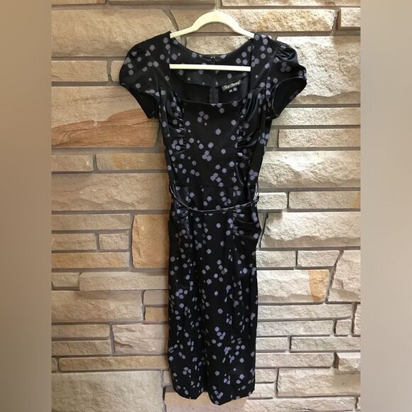 Stop Staring! Dress Black Celebrity Dot 1950s Wiggle Midi Retro Cocktail Medium - Picture 4 of 16